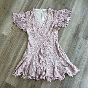 blush pink lace designed dress